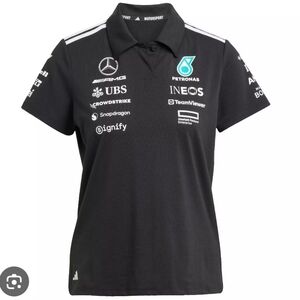 Adidas Black Motorsport Team Polo Shirt with Teal Logo
